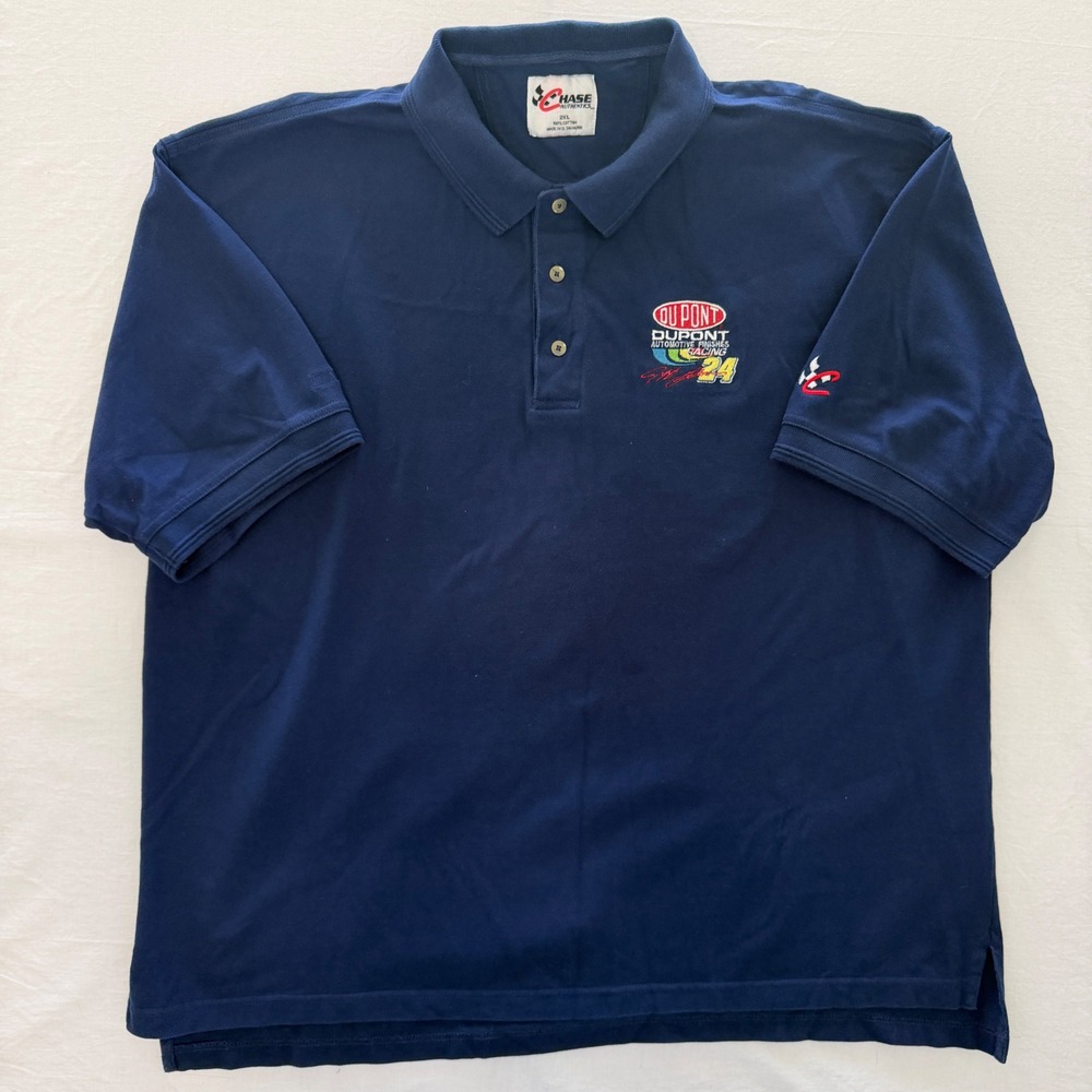 Vintage Jeff Gordon #24‎ DuPont NASCAR Chase Authentics Polo Shirt Mens 2XL Blue